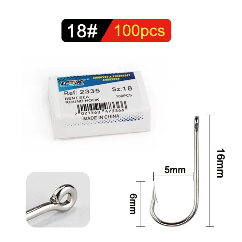 FTK Anzóis Redondos com Anel Grande em Níquel