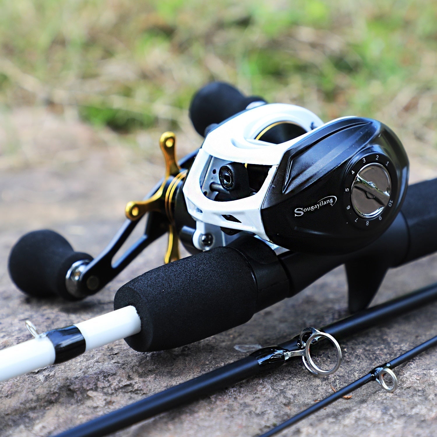 Kit Carretilha de Pesca Premium 10 Rolamentos + Vara de Pesca