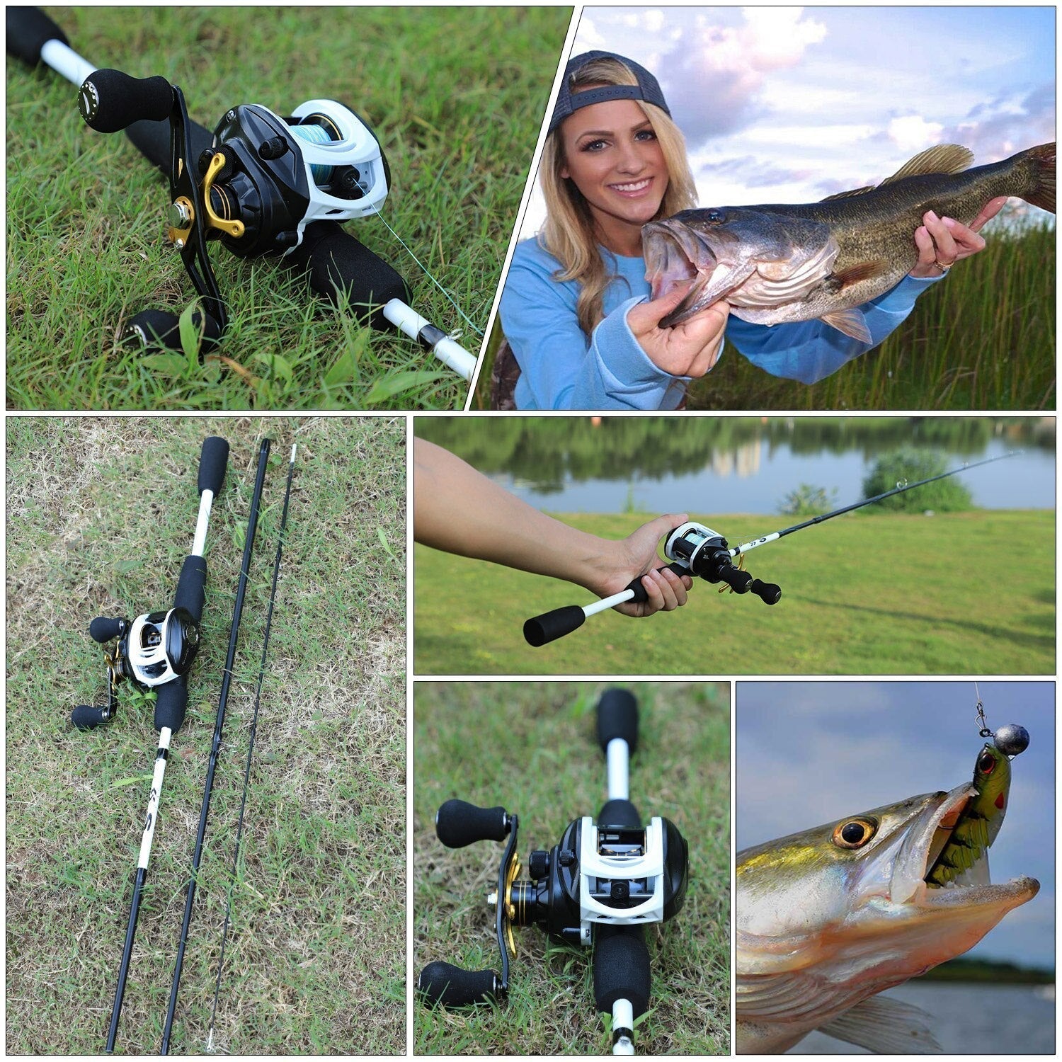 Kit Carretilha de Pesca Premium 10 Rolamentos + Vara de Pesca