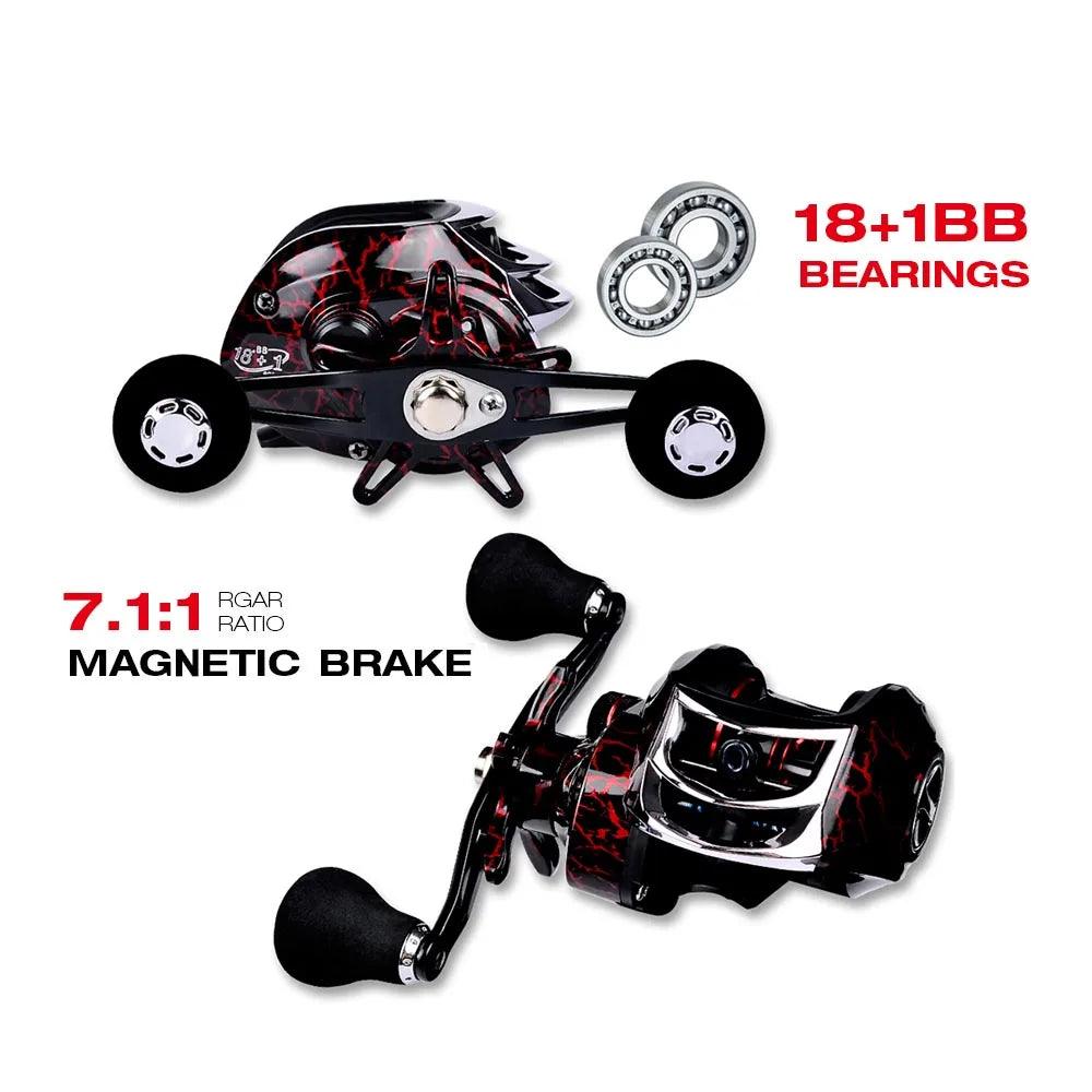 Carretilha de Pesca - 18+1BB, 10kg Max Drag, 7.2:1 Alta Velocidade