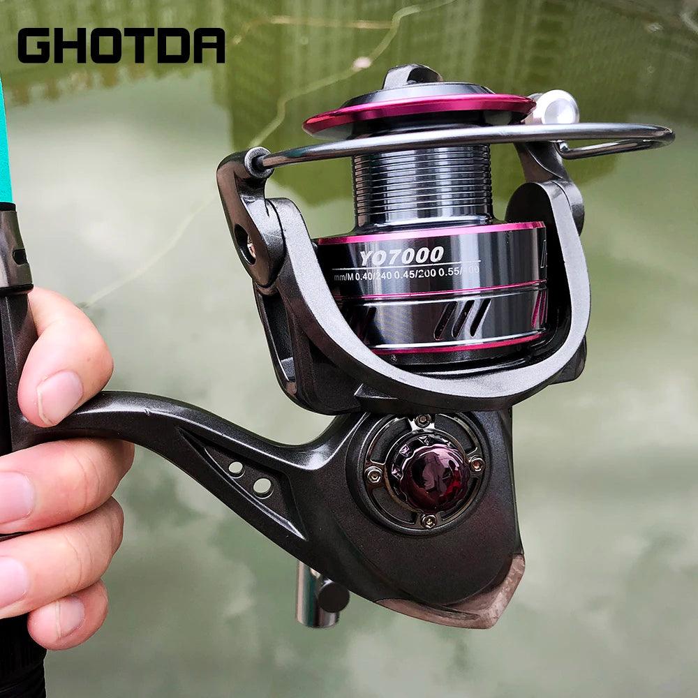 Molinete de Pesca GHOTDA 5.2:1 - Carretel Giratório 1000 a 6000, 13BB, Ideal para Água Salgada