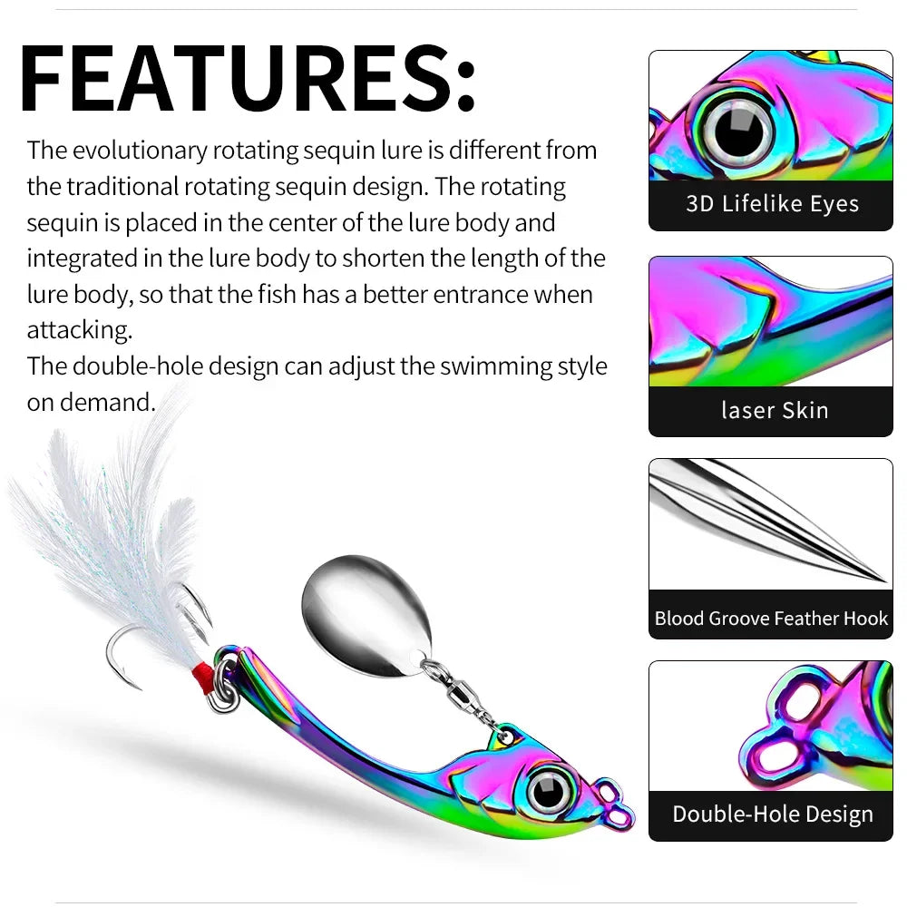 Isca Artificial com Sequins para Pesca de Truta - Minnow Popper e Crank Bait com Gancho para Água Salgada"