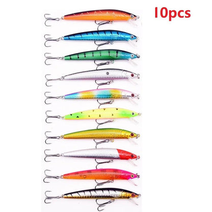 Conjunto Sortido de Iscas para Pesca - Mini Minnow Flutuante, Crankbait, Wobblers Artificiais e Iscas Biónicas em Várias Cores
