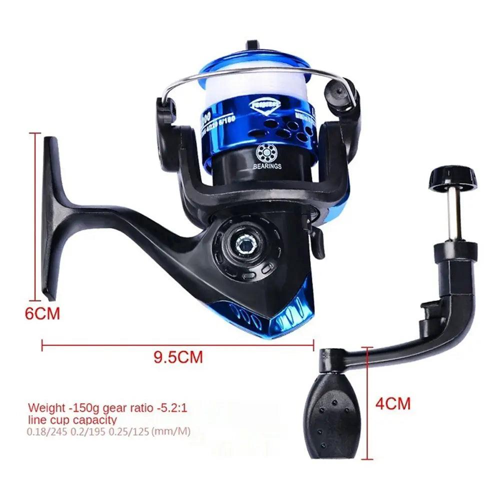 Molinete de Pesca Portátil Ultra Leve com Linha de 60m – Engrenagem 5.2:1 para Ação Rápida e Precisa!