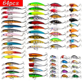 Conjunto Sortido de Iscas para Pesca - Mini Minnow Flutuante, Crankbait, Wobblers Artificiais e Iscas Biónicas em Várias Cores