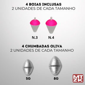 Kit De Pesca Completo 1 Vara Telescópica 12 Lbs + 1 Molinete Com Linha - Acessórios Iscas, Anzóis, Chumbadas